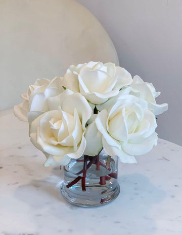 Real Touch Ivory Rose Petite Arrangement - Flovery